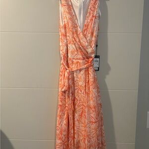 Tommy Hilfiger Orange and White Wrap Maxi Dress